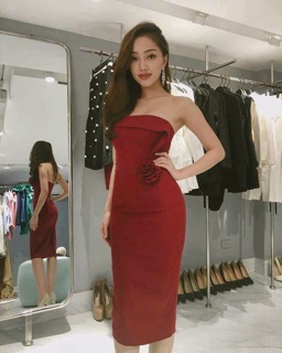 ĐẦM DÁNG ÔM BODY HOA HỒNG
