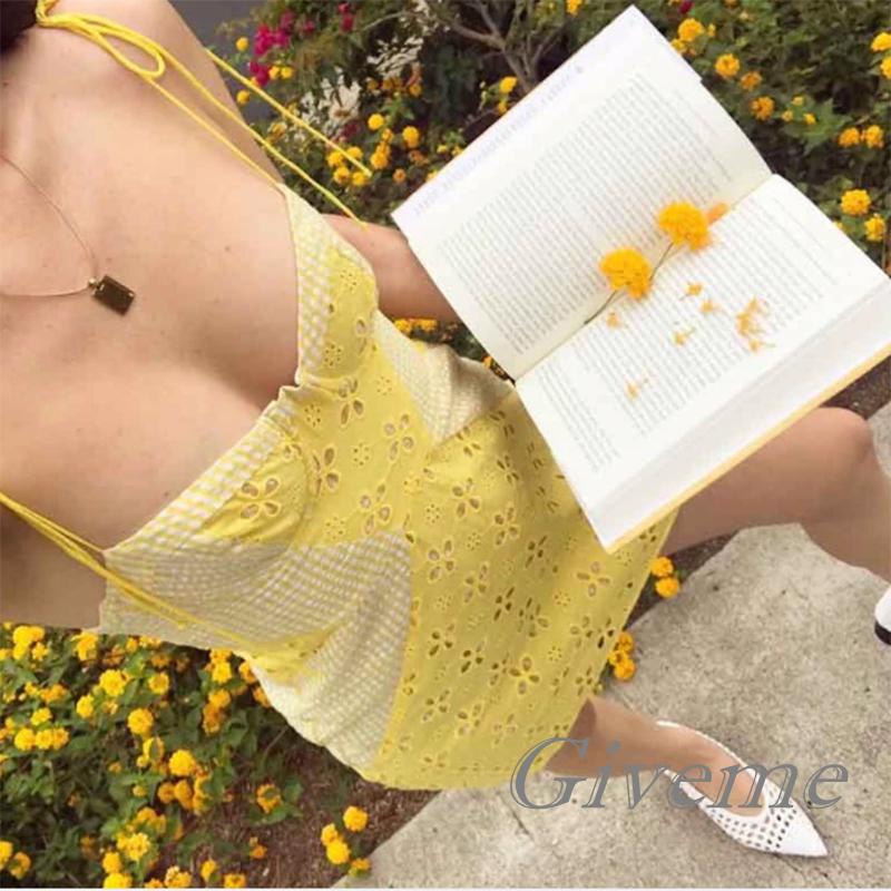 Đầm Ôm Không Tay Họa Tiết Hoa Vàng y2k