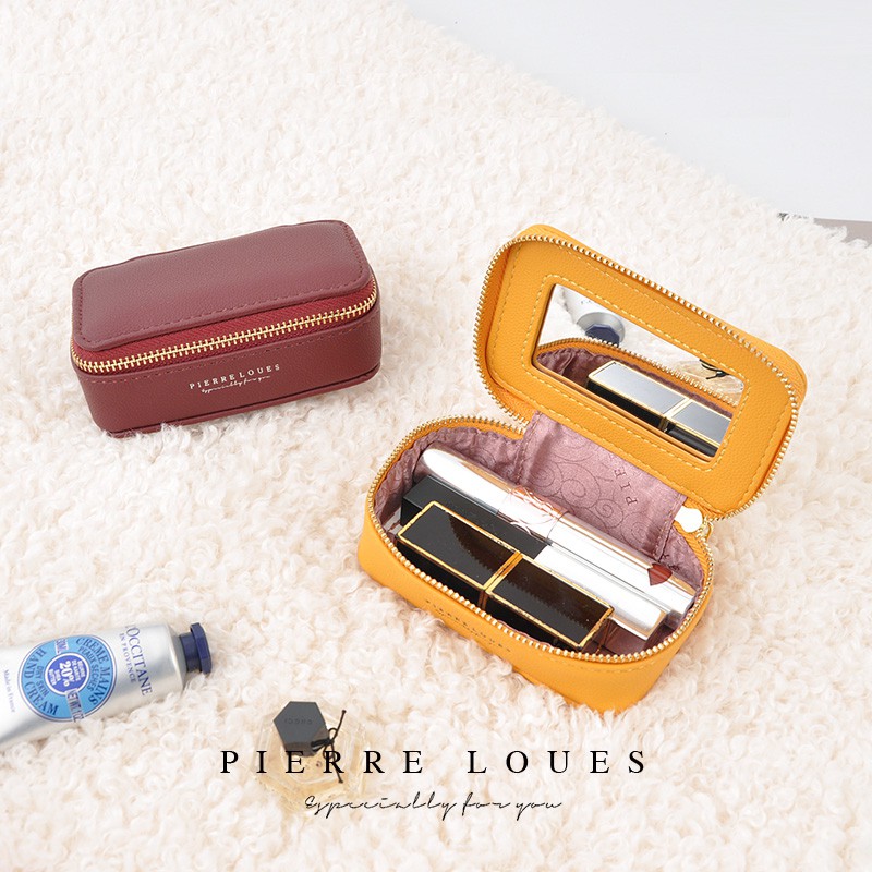 Pierre Loues Túi Da Đựng Đồ Trang Điểm Có Gương Tiện Lợi Ốp