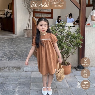 (Hàng thiết kế) Váy đầm babydoll xinh cho bé gái ren nâu cộc tay đũi đi chơi đi học LiLy