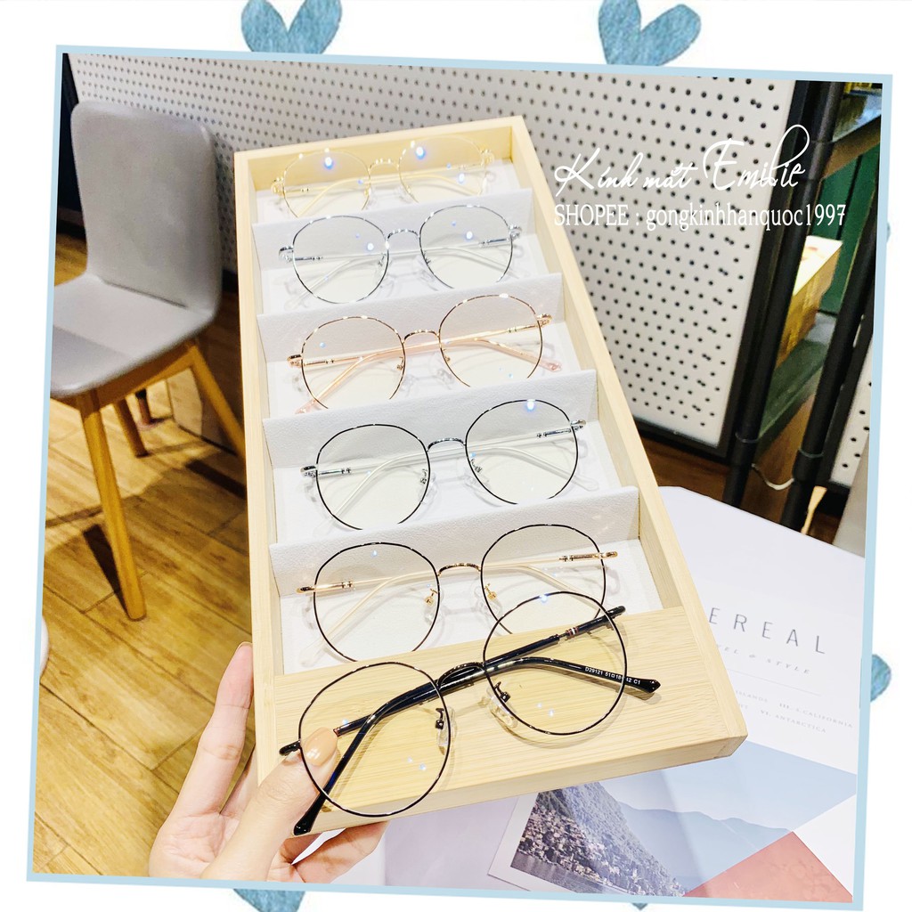 Gọng kính mảnh nhẹ vintage tròn góc cạnh nam nữ Kính mắt Emilie phụ kiện thời trang 29121