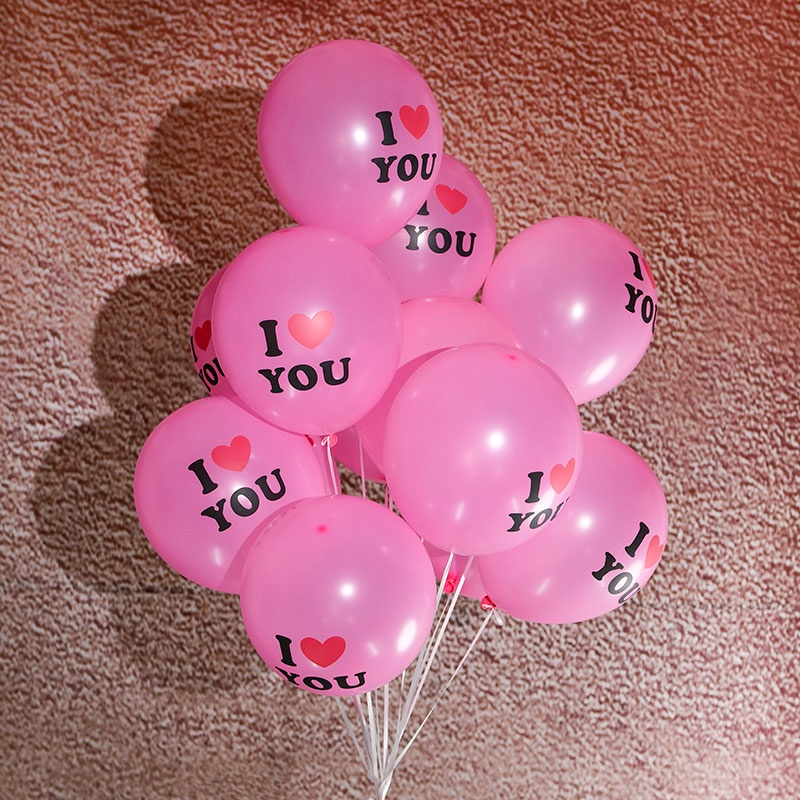 Set 10 Bong Bóng 12 Inch In Chữ I Love You Dùng Để Trang Trí Tiệc Cưới / Sinh Nhật