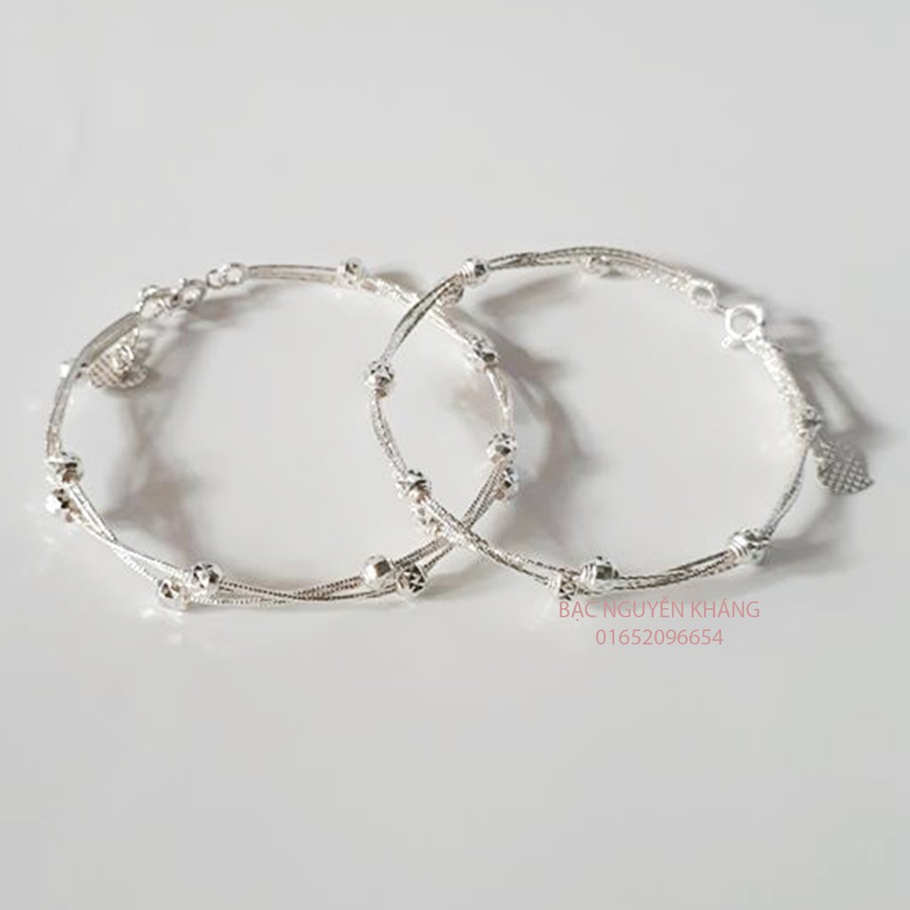 LẮC TAY BẠC NỮ HOẠ TIẾT HÌNH HOA CÚC HÌNH CẦU NHỎ NHỎ XINH