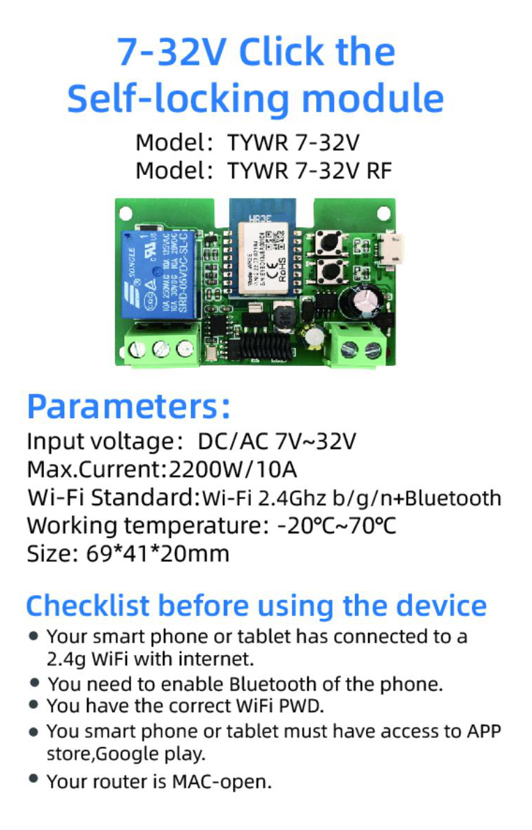 【READY STOCK】CHANNEL Mô Đun Công Tắc Điều Khiển Từ Xa Wifi 433mhz 1 Kênh Usb 5v / Dc7-32V Tuya | BigBuy360 - bigbuy360.vn
