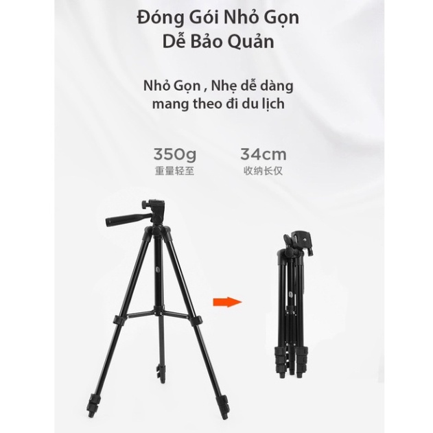 Gậy 3 chân chụp hình máy ảnh, điện thoại Tripod Floveme - 3120, góc quay xoay được 360 độ, quay livestream, chụp hình