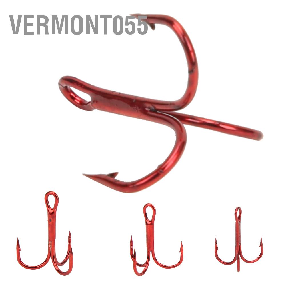 Hàng Hot 100 cái Red Treble Hooks Phụ kiện lưỡi câu cá bằng thép carbon cao Hàng giao ngayVermont055