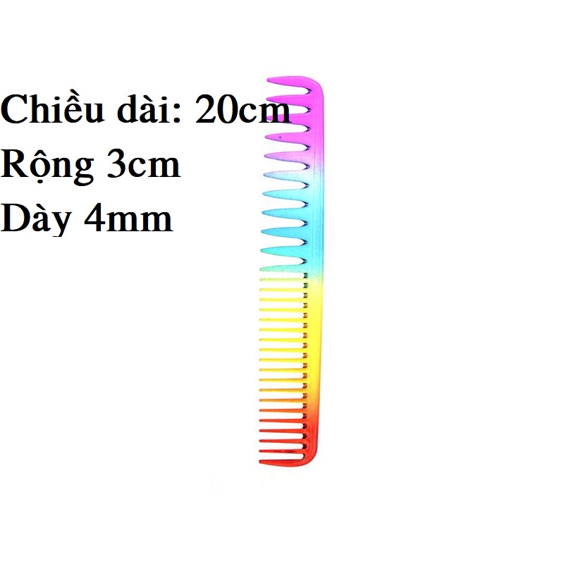 Lược Cắt Tóc Nam Nữ Răng Thưa To Cầu Vồng 7 Màu Đẹp