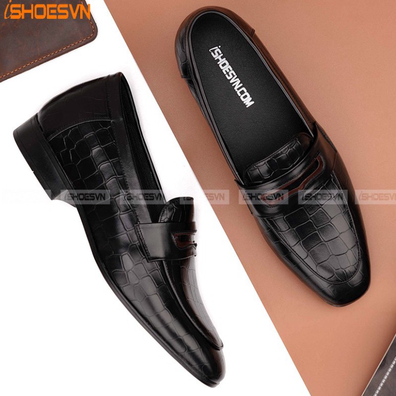 Giày da nam tăng chiều cao ISHOESVN IS168 - Giày lười công sở giày ishoes