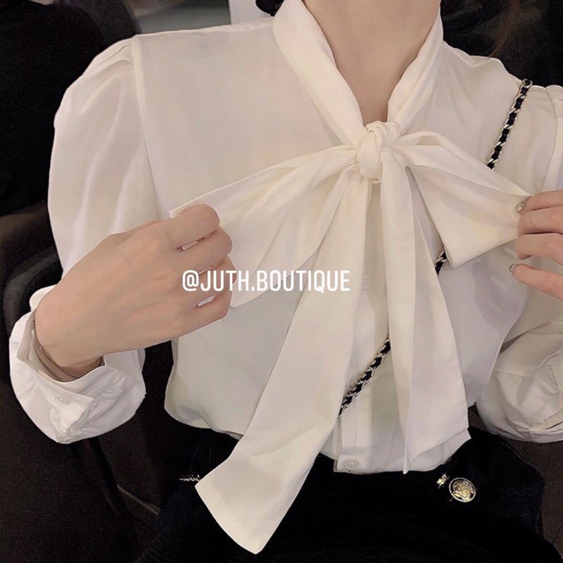 Hàng Mới Sơ Mi Trắng Cổ Thắt Nơ Đặt Ngay
