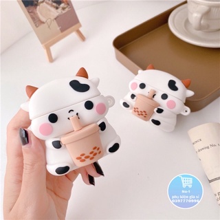 ☘️Tặng kèm dây đeo☘️Case Airpod 1 2 Pro Airpods 3 2021 - Vỏ bao bọc Bò sữa uống Trà sữa đựng tai nghe không dây airpods