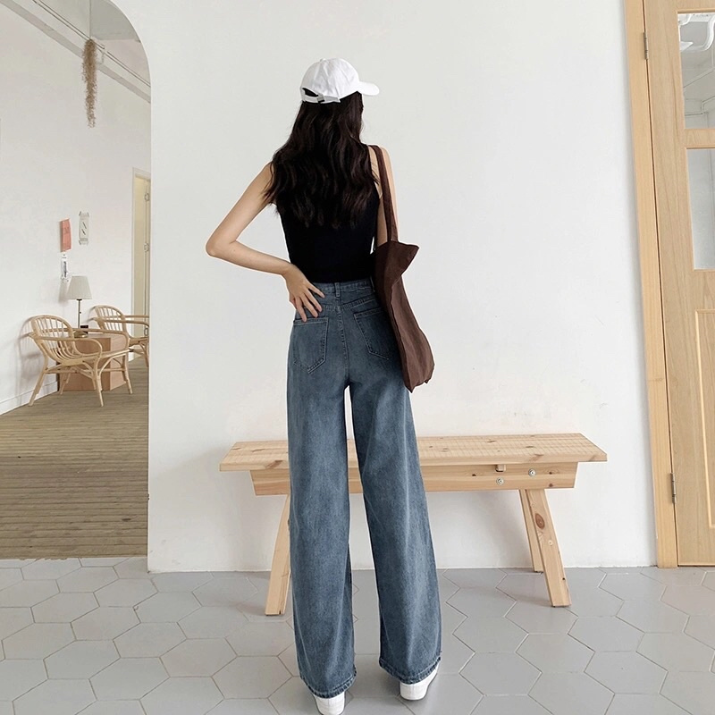 Quần jeans ống rộng phong cách basic Hàn Quốc ( Meisy) | BigBuy360 - bigbuy360.vn