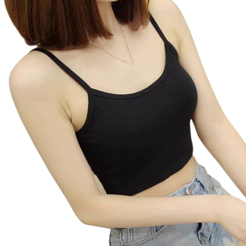 Áo Croptop Hai Dây Ôm Dáng Màu Sắc Đơn Giản Gợi Cảm Cho Nữ