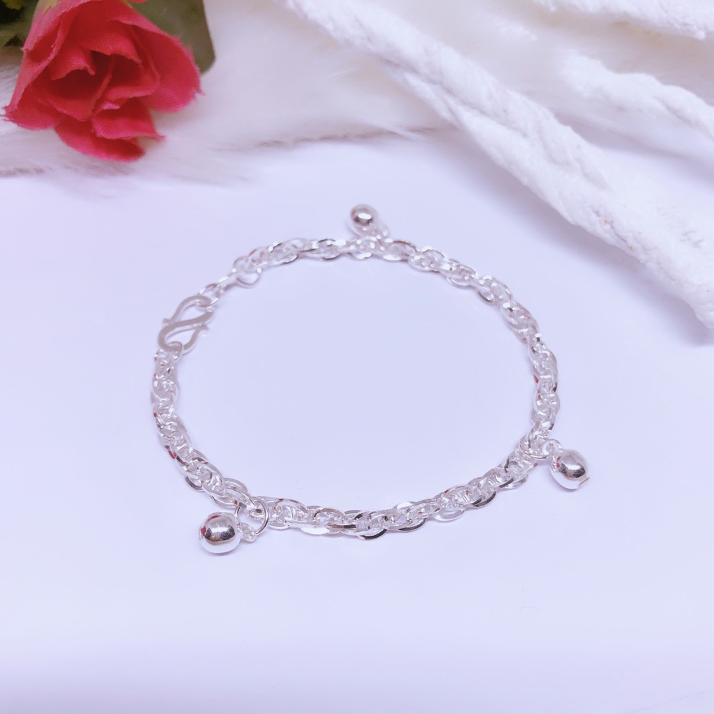  Lắc tay trẻ em treo chuông LINH'S MIU SILVER - Lắc tay bạc ta