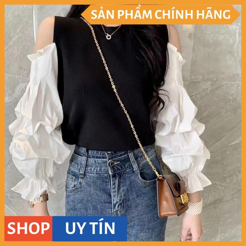 Áo thun kiểu khoét vai phối tay phồng, phong cách mới trẻ trung tươi tắn hàng đẹp mà giá rẻ tại Thời Trang VADA - AT0079