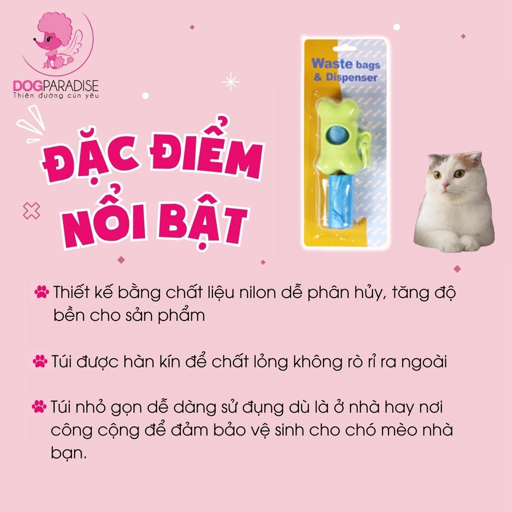 Túi đựng phân, túi rác vệ sinh chó mèo Pian Pian set 2 cuộn 8x6x4.2cm - Dog Paradise