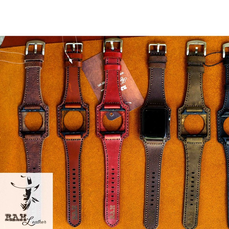 Dây đồng hồ Apple Watch , Iwatch , Iphone Watch Da Bò Thật Kiểu Quân Đội RAM Leather BX  Bền Đẹp