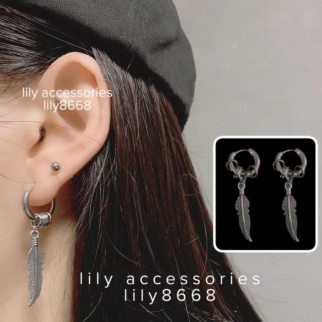 khuyên tai xỏ chiếc lá phối vòng và kẹp tai giả