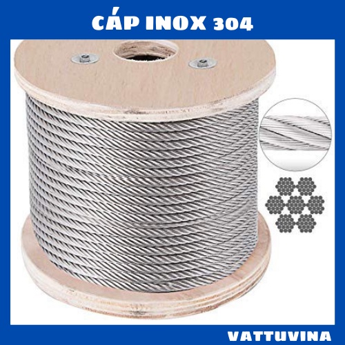 Dây Cáp inox 1.5mm, 2 mm, 3 mm, 4 mm, Cáp lụa Inox 304 Ø [ 1.5mm ], [ 2mm ], [ 3mm ], [ 4mm ] - vattuvina