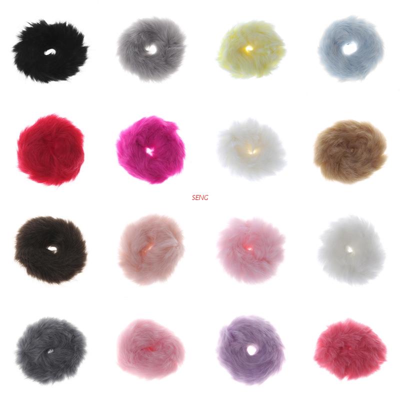 Dây buộc tóc cao su co giãn phối lông giả thời trang cho nữ