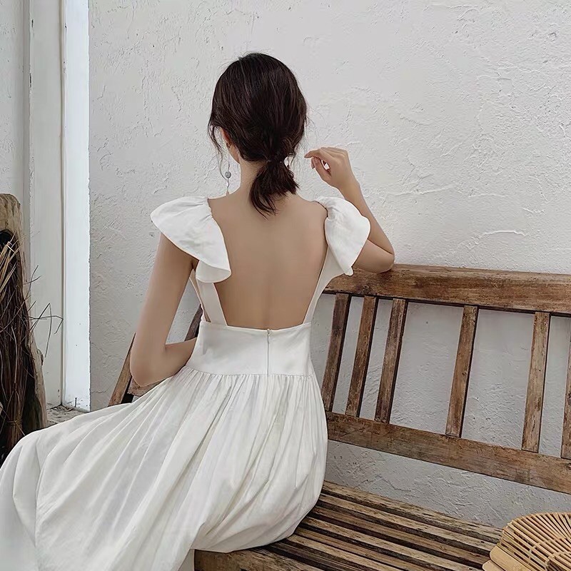 SẴN - Váy maxi trắng phong cách tiểu thư Hàn Quốc | BigBuy360 - bigbuy360.vn