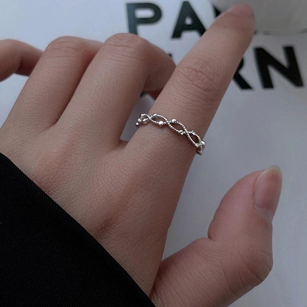 QQMALL Nhẫn Gợn Sóng Phong Cách Hàn Quốc Đơn Giản Có Thể Điều Chỉnh Độc Đáo