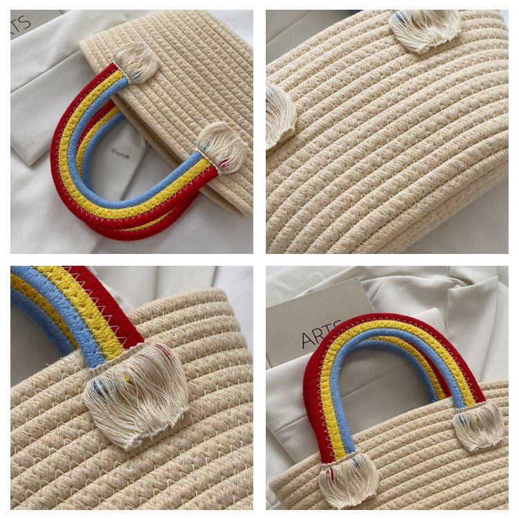 Túi Vintage Đan Cối Đám Mây Cầu Vòng