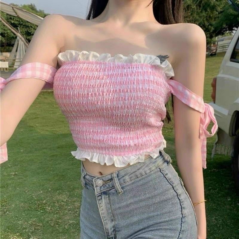 ÁO HAI DÂY CARO CỘT NƠ