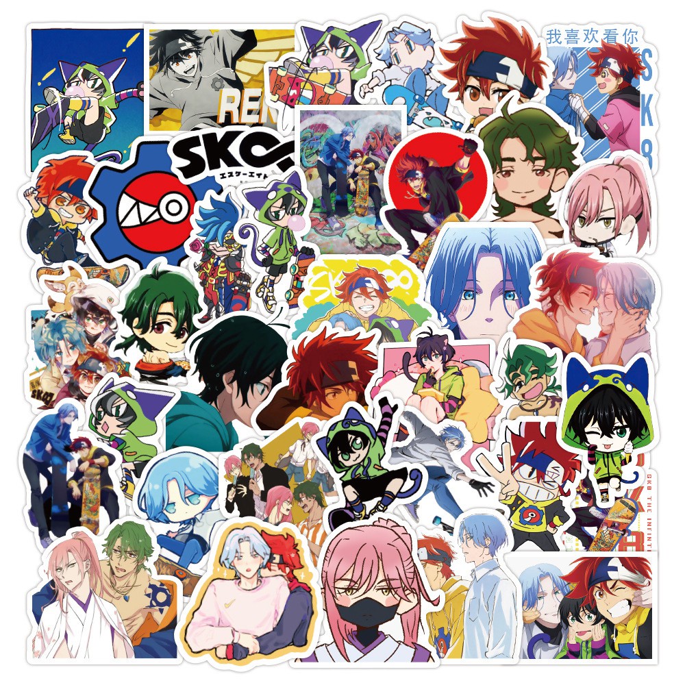 Set 10/25/50/100 miếng dán trang trí laptop/vali/xe hơi hình nhân vật hoạt hình anime chống thấm nước Sk8