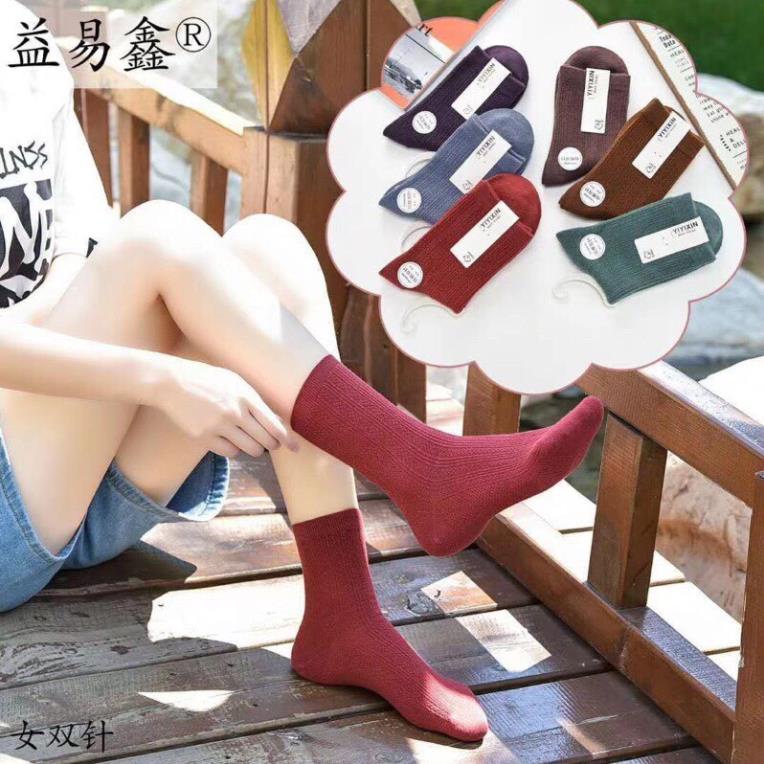 Tất Len Gân Vặn Thừng Cổ Cao