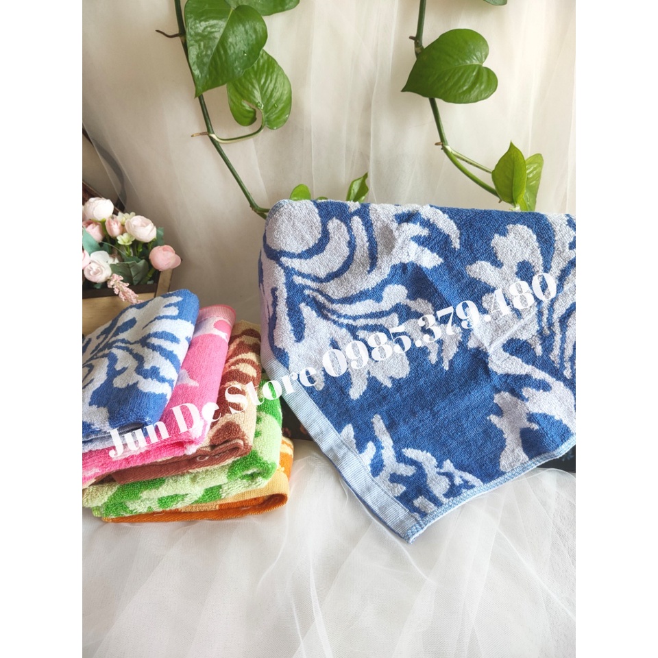 Khăn mặt cotton 30x50 Họa tiết hoa lá ♥️ DÀY DẶN ♥️ Thấm nước, màu xinh.