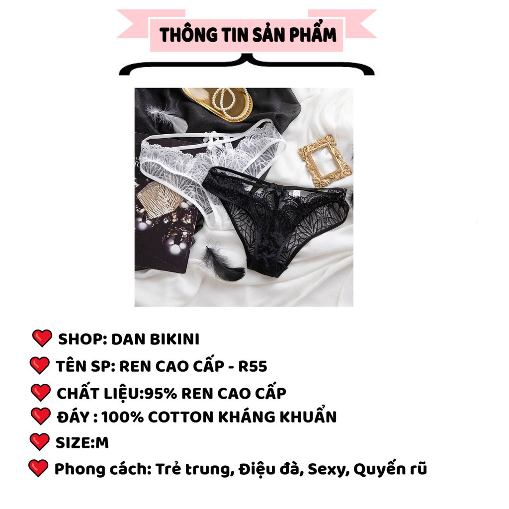Quần Lót Ren Nữ Sexy cao cấp mềm mại cạp chữ T đính nơ cá tính sexy mẫu R55