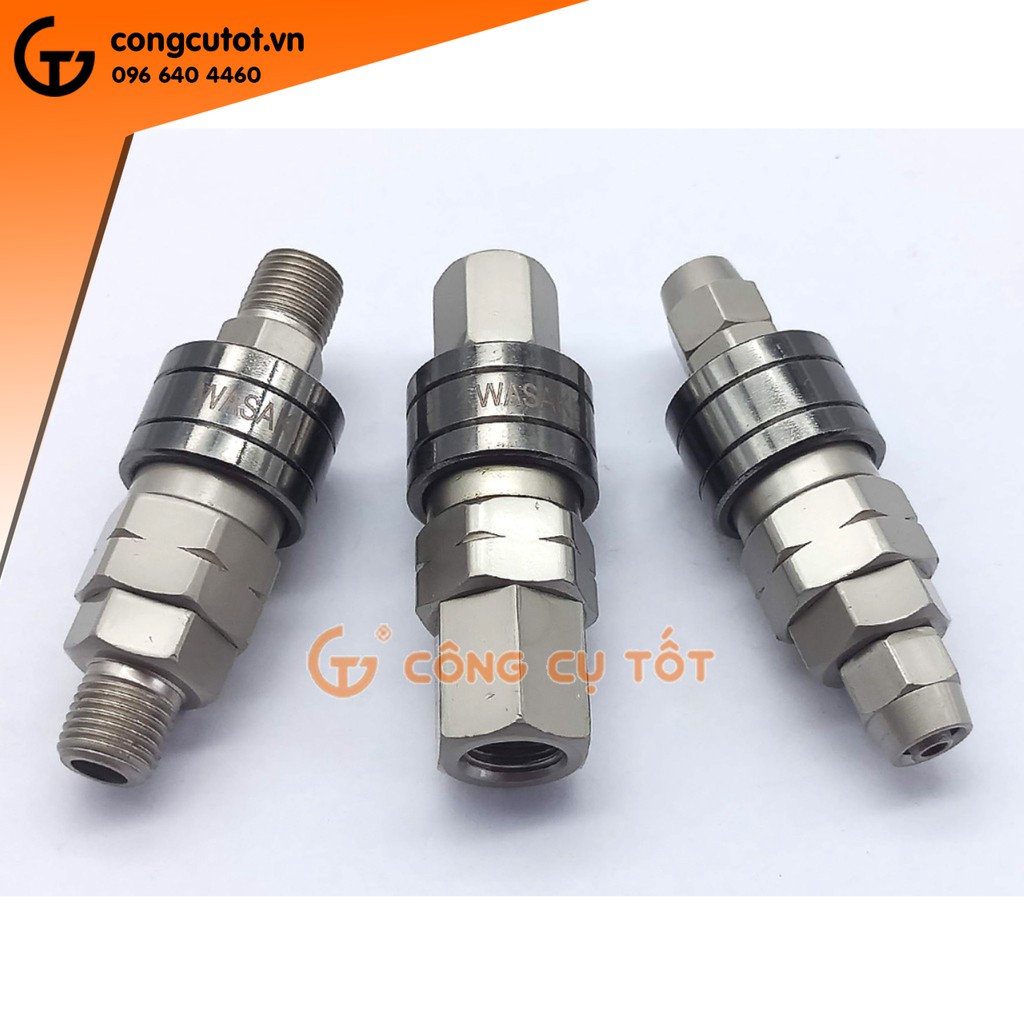Đầu nối dây hơi tự động WASAKI Nhật ( ren trong ren ngoài tùy chọn)