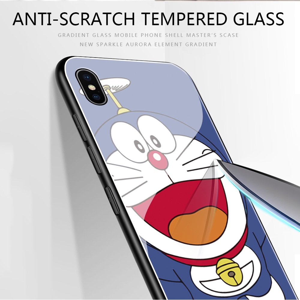 Ốp Điện Thoại Mặt Kính Cường Lực Hình Doraemon Cho Xiaomi Redmi Note 11 4G 5G Note 11S Note11 Pro 5G