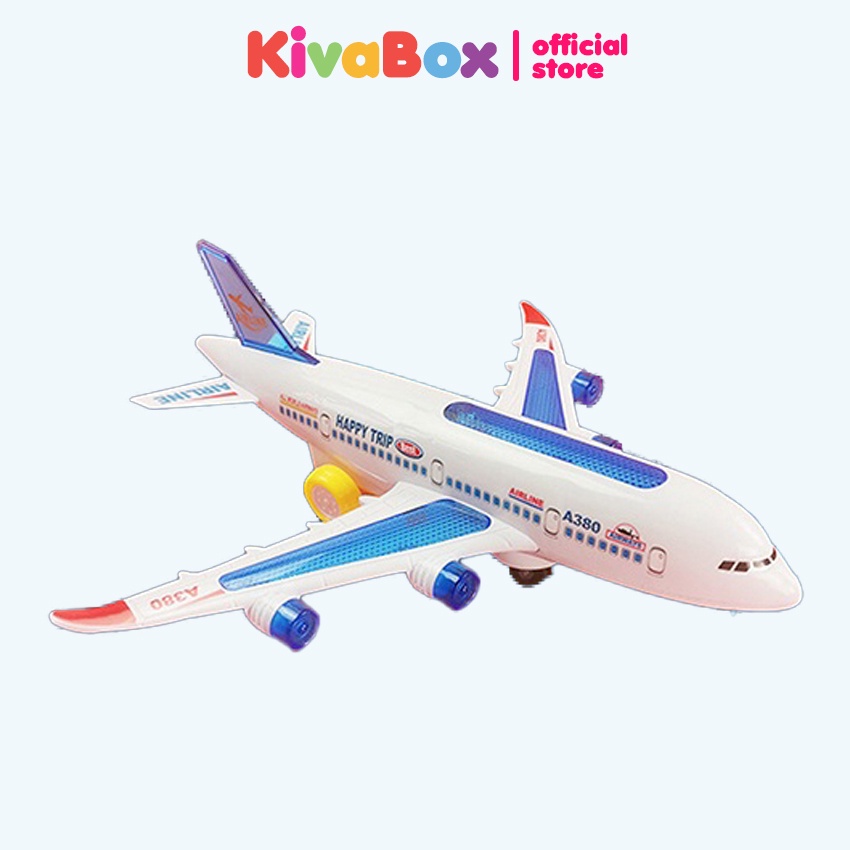 Máy bay đồ chơi mô hình Kivabox, mô hình máy bay A380, có đèn led, âm thanh mô phỏng thực tế