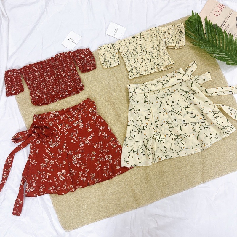 [Có sẵn +ảnh thật] Set đồ nữ áo trễ vai mix chân váy hoa nhí summer 2021 | BigBuy360 - bigbuy360.vn