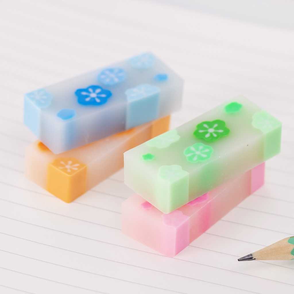 Tẩy Bút Chì, Gôm Tẩy Mềm 2B Hình Hoa Quả, động vật trong suốt có hương thơm