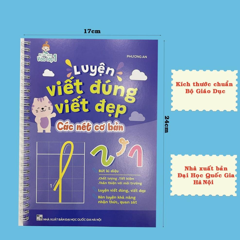 Sách - Bộ 3 Quyển Luyện Viết Thần Kỳ Tự Xóa -  Chữ Đẹp - Số Đẹp - Nét Cơ Bản - Tặng Kèm Bút Mực