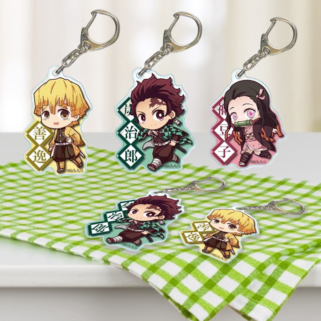 Móc Khóa Hình Demon Slayer Tanjiro Nezuko Bằng Thép Không Gỉ Bề Mặt Mịn Cho Nữ