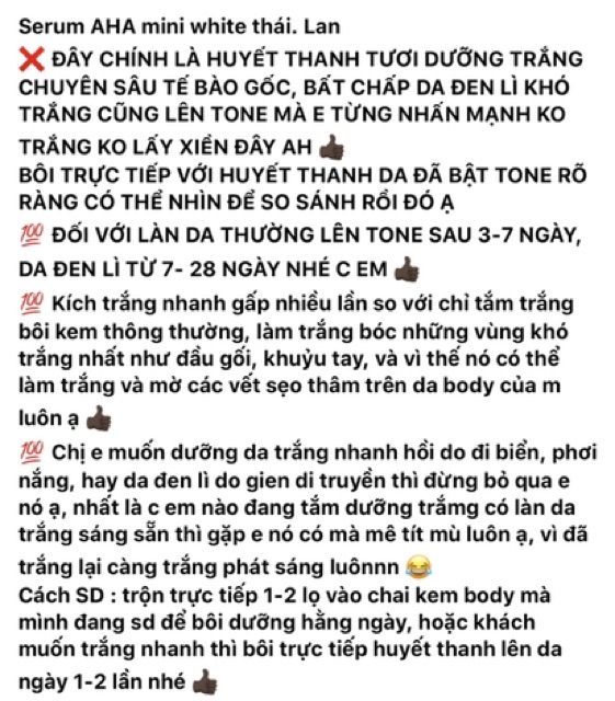 Chai Mini Serum Trắng Da AHA Thái Lan