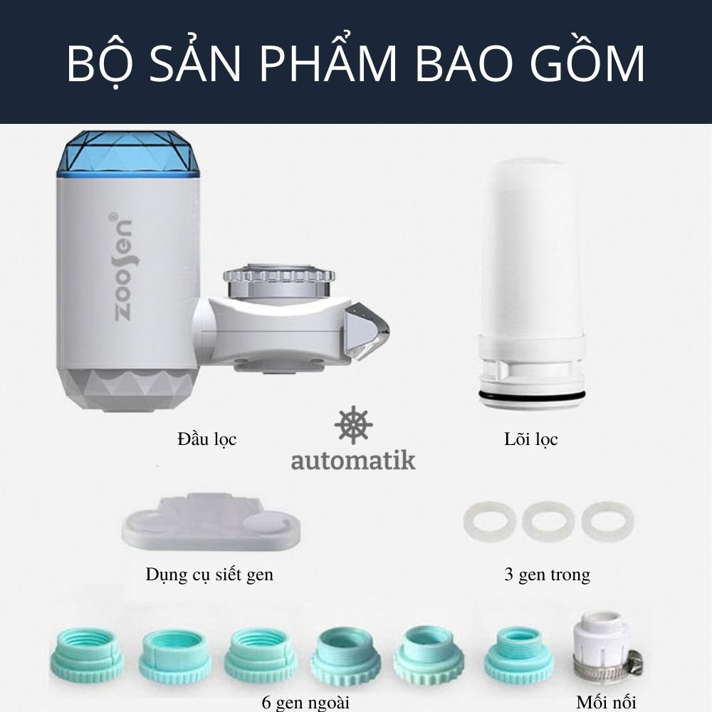 [KHỬ KHUẨN] Đầu Lọc Nước Trực Tiếp Tại Vòi, Vòi Lọc Rửa Chén Zoosen Tiện Lợi - Automatik