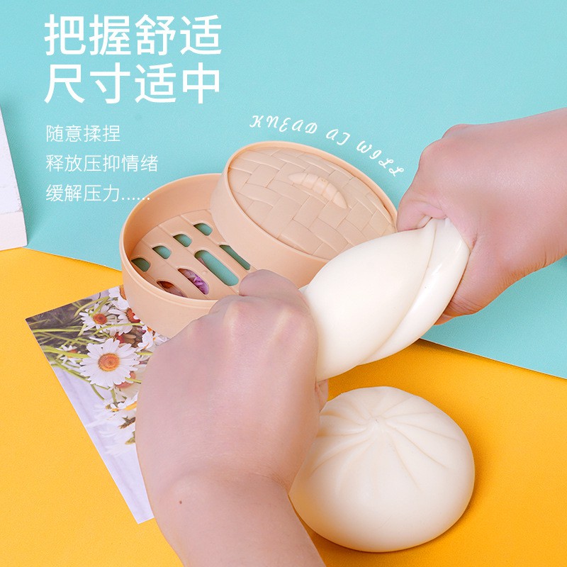 Bánh Bao Squishy Đồ Chơi Chất Liệu Xốp TPR Giảm Căng Thẳng Cho Người Lớn Và Trẻ Em Kèm Khuôn Hấp