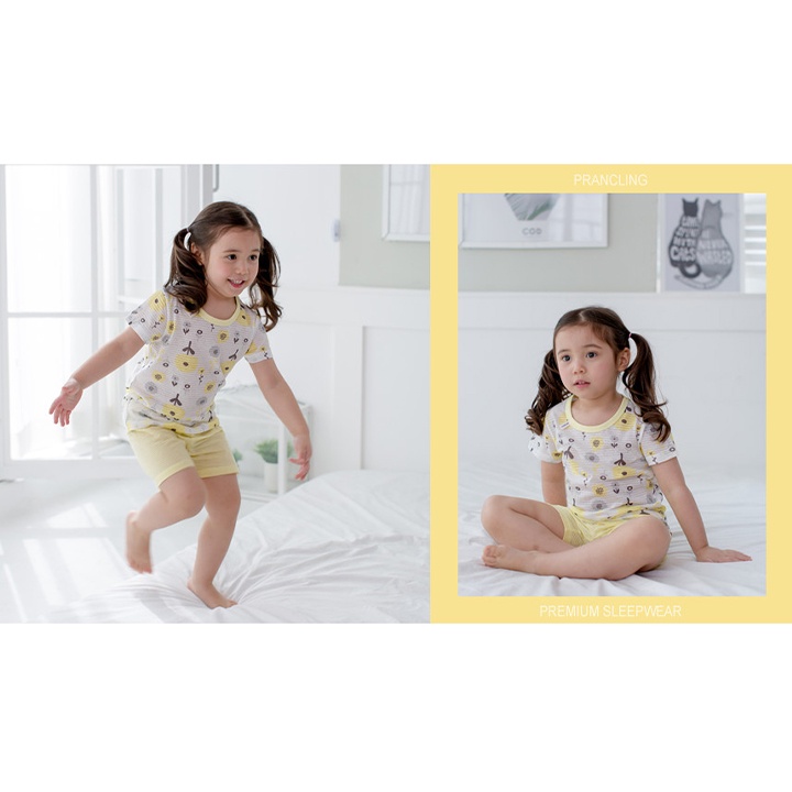 Set Quần Áo Mặc Nhà Vải Thoáng Khi, Họa Tiết Daisy Prancling Cho Bé Từ 17-20kg - K2V Shop
