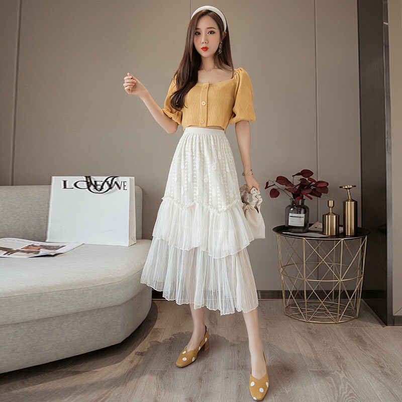 Chân váy dài, chân váy ren 3 tầng hàng quảng châu loại 1|HÀNG SIÊU HOT| | BigBuy360 - bigbuy360.vn