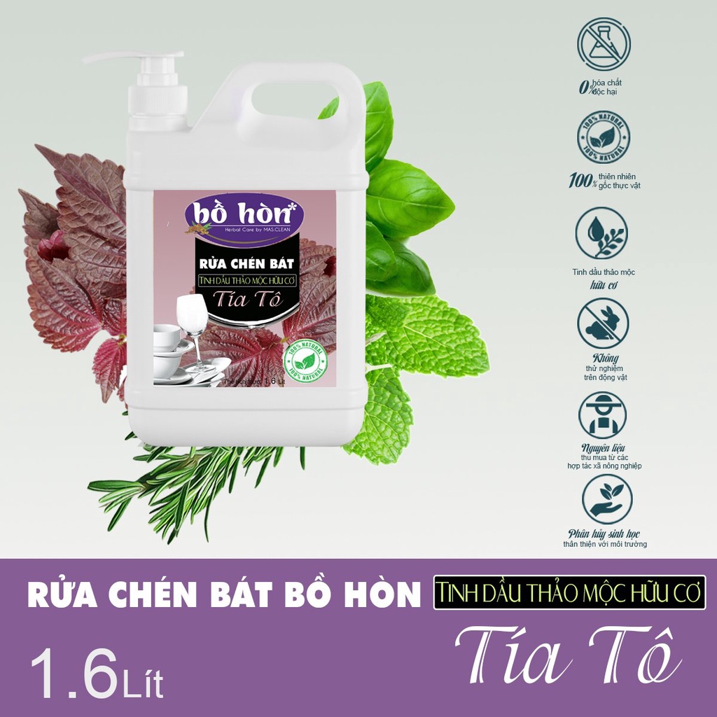 Nước rửa chén hữu cơ Bồ Hòn - can 1.6L