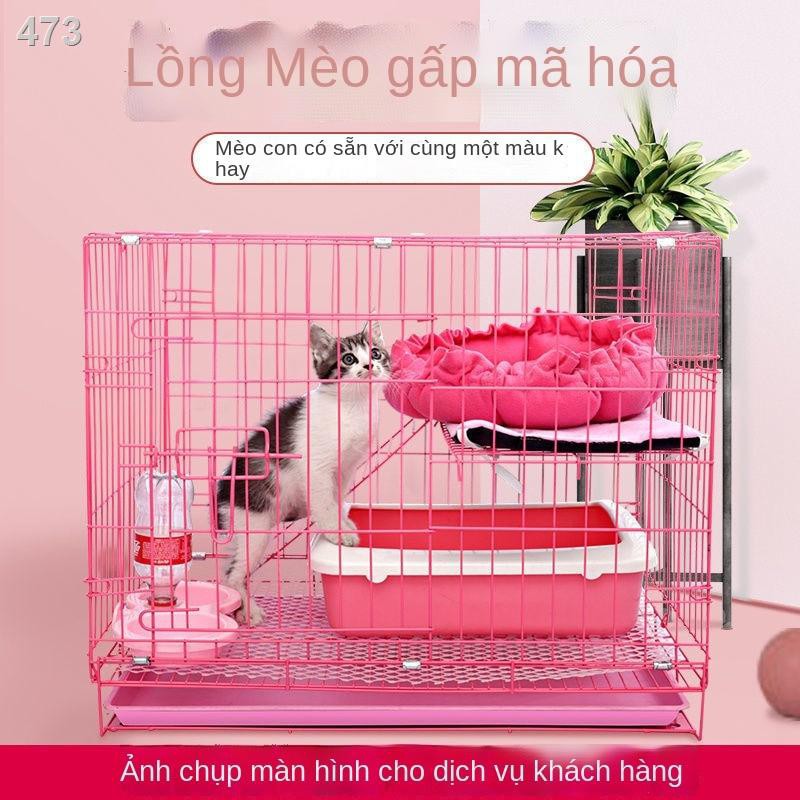 【chuyên gia săn sale】Lồng mèo Mã hóa nhỏ Gia đình hai lớp Nhiều Gấp trong nhà vật nuôi con trưởng thành biệt thự dành c