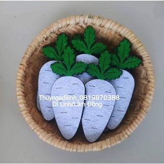 Sét 10 củ cải trắng vải nỉ 2 lớp 4.5 x 10.6 cm mầm non