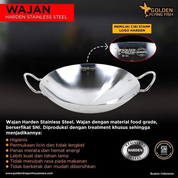 Chảo Chiên Cá Vàng Bằng Thép Không Gỉ Cứng 30cm