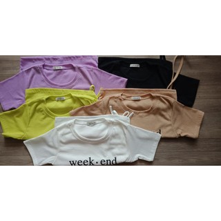 áo croptop rút dây in chữ