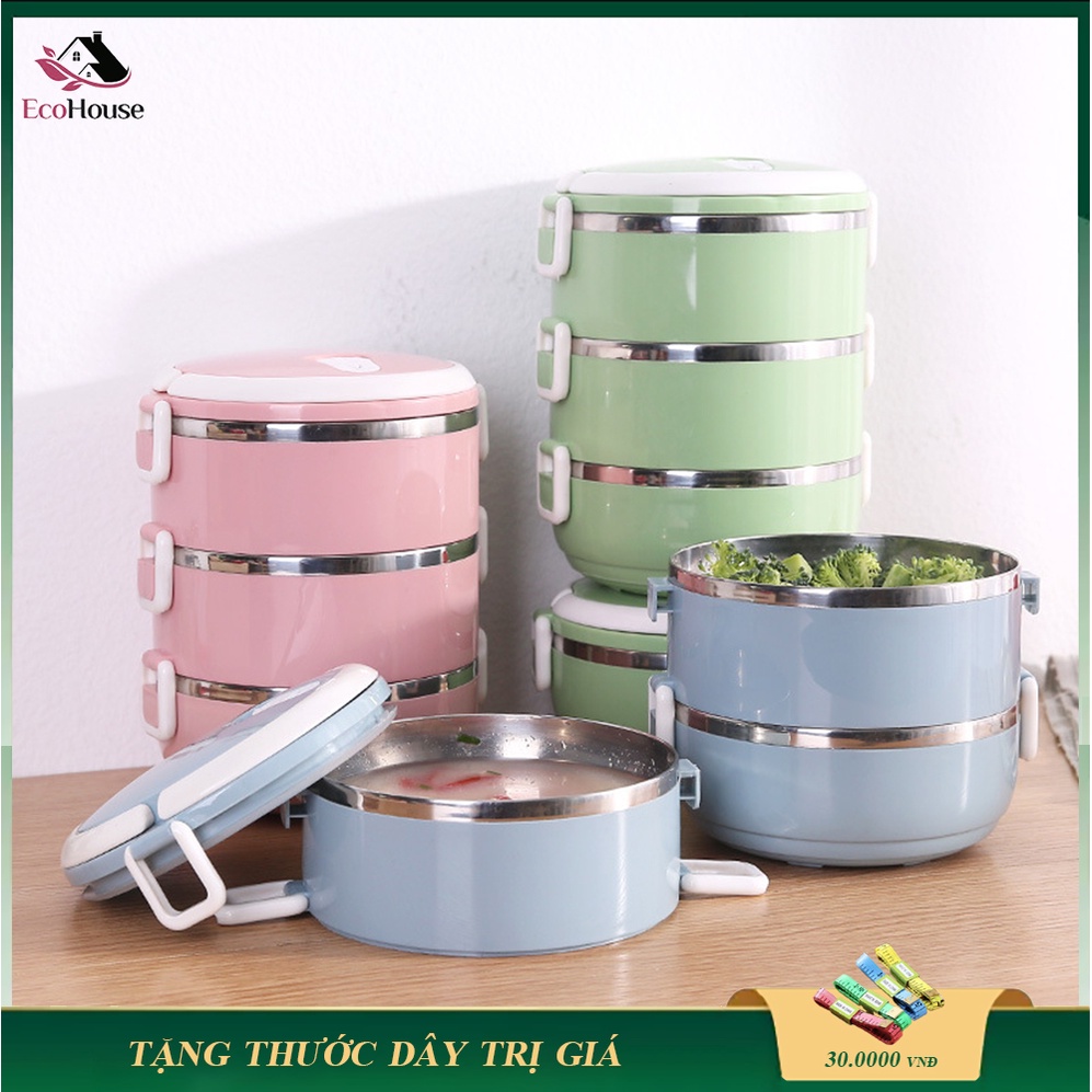 Cặp lồng giữ nhiệt 3 tầng tiền lợi, kiểu dáng sang trọng, lớp inox 304 chống gỉ, an toàn vệ sinh