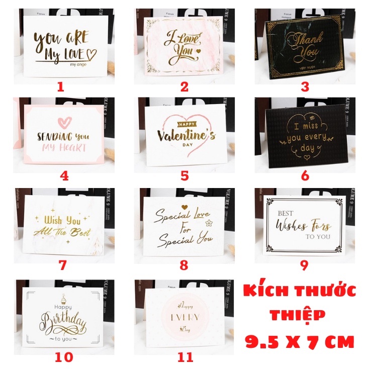 Thiệp gấp in chữ TIẾNG ANH, nội dung phong phú, phù hợp các dịp 8/3, Valentine, Sinh nhật, Kỷ niệm, Cảm ơn
